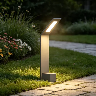 Produktbild von Mai & Mai Pollerleuchte Außen IP65 Wegeleuchten für Garten, 3000K Aussenleuchte, 128x98x408mm Außenlampe Standleuchte Sandgrau dunkel 6W Pfadfinder