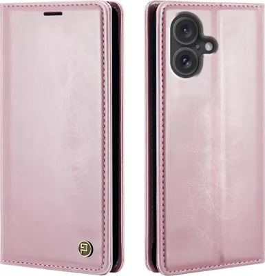 Produktbild von Handyhülle für Apple iPhone 16 Kunstleder Flip Cover Hülle RFID Schutz Case Kartenfach Farbe: Rosa