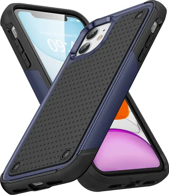 Produktbild von Für iPhone 11 Hülle Militärqualität Stoßfest Hybrid 2 in 1 Hart PC Weich TPU Handyhülle Blau Schwarz