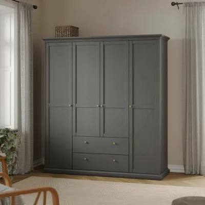 Produktbild von Tvilum 75369igig, Grau, Garderobe, 9 Regale, 4 Tür(en), Grau, Faserplatte mit hoher Dichte (HDF)