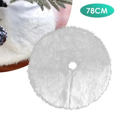 Produktbild von Eikuavons Weihnachtsbaumdecke 78 cm Weiß, weicher Plüsch Weihnachtsbaumrock mit verstecktem Klettverschluss für Wohnzimmer
