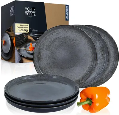 Produktbild von Moritz & Moritz VIDA 6tlg Dessert Teller Anthrazit Geschirr Set