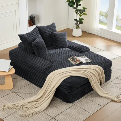 Obrázek produktu pro Sweiko 027 – manšestrová pohovka, moderní design, 4 polštáře, ultraměkká a multifunkční rozkládací pohovka, ihned po vybalení použitelná jako pohovka nebo postel, šetří místo v obývacím pokoji či bytě, šedá.