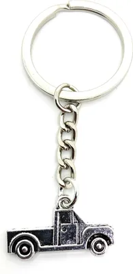 Image de Onwomania Porte-clés Pick Up Truck Voiture Argent Métal Pendentif Charm