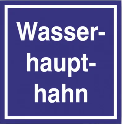 Produktbild von Schild Wasserhaupthahn Kunststoffplatte blau 200x200 mm Wasserleitung Kunststoff