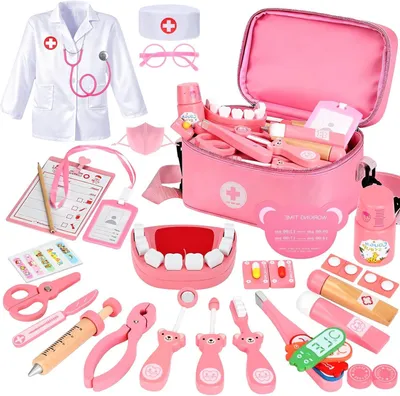 Immagine prodotto di Valigetta del dottore per bambini - Giocattolo medico - Gioco di ruolo educativo - Include 35 accessori - Dimensioni: 23 x 15 x 14 cm