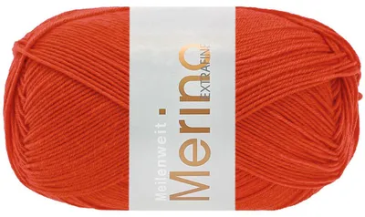 Produktbild von Lana Grossa - Meilenweit 100g Merino Extrafine uni 2463 kürbisrot