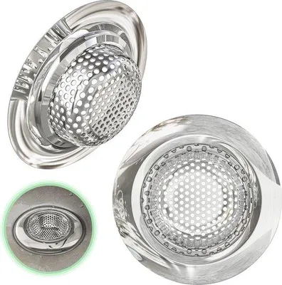 Produktbild von Famanu Abfluss-Sieb Set von 2 - Feinmaschiges Edelstahl-Sieb für Spüle, Dusche und Waschbecken