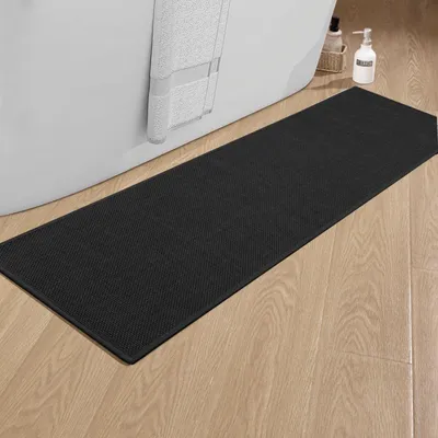 Immagine prodotto di Tappetino antiscivolo per bagno, 43 x 150 cm, con base in gomma, colore nero, ideale per il bagno