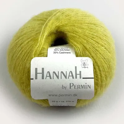 Zdjęcie produktu dla Hannah by Permin – Luksusowa przędza z wełny merynosowej, jedwabiu i kaszmiru (17 limonkowych)