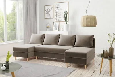 Produktbild von AX LIVING Samt Couch mit Schlaffunktion Hoyton 270 cm in Braun – Eleganz & Komfort