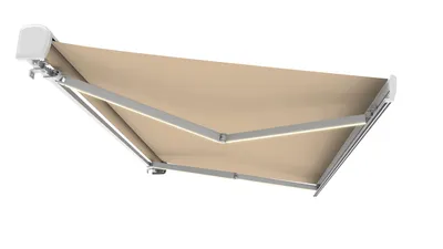 Produktbild von 4 x 3 m Vollkassettenmarkise Weiß SP1307EML mit Motor und LED-Beleuchtung SPD012