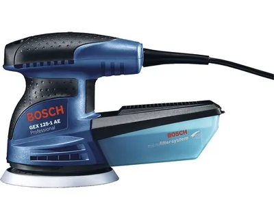 A Bosch random orbital sander with a dust collection system.