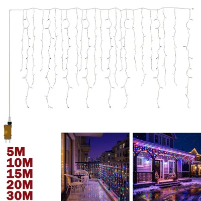 Immagine prodotto di VA-Cerulean: Catena luminosa a LED a forma di stalattiti, 20 metri, 800 LED, multicolore, 8 modalità, per decorazioni natalizie da esterno