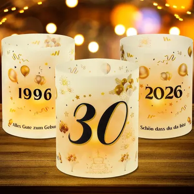Image de Décoration de table pour anniversaire, thème "12 bougies", idéale pour un 30e anniversaire (homme ou femme), années 1996-2026. Convient pour bougies chauffe-plat ou bougies. "Ça fait plaisir que vous soyez là."