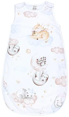 Produktbild von TupTam Ganzjahres Schlafsack  e Materialien 2.5 TOG Seitlicher Reißverschluss Ärmellos , Farbe: Tiere auf Wolken, Größe: 56-62