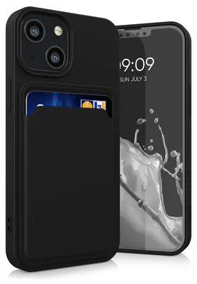 Produktbild von kwmobile Handyhülle für Apple iPhone 13 mini Hülle mit Kartenfach - TPU Case - Kabelloses Laden - Schutzhülle Cover in Schwarz