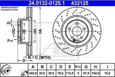Image de 2x ATE 24.0132-0125.1 Disque de frein essieu avant