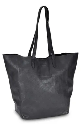 Productafbeelding van Beocca leren shopper tas, gemaakt van plantaardig gelooid leer, ruim genoeg voor werk en vrije tijd, shopper, handgemaakt, zwart