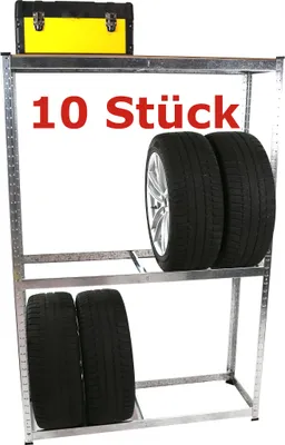 Produktbild von SET 10x Reifenregal, 120 x 40 x 180 cm, für 80 Reifen