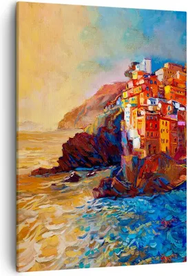 Produktbild von Bild auf Leinwand - Leinwandbild - Einteilig - Manarola Bunt Öl - 50x70cm - Wand Bild - Wanddeko - Wandbilder - Leinwanddruck - Kunstdruck - Wanddekoration - Leinwand bilder - Wandbild - PA50x70-4164