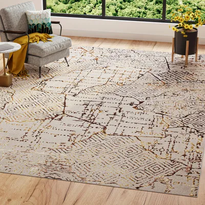 Produktbild von Tapiso Teppich GOLDEN Modern Kurzflor Beige Golden  80 x 150 cm