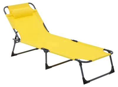 Zdjęcie produktu dla Leżak plażowy Asco żółty Hesperide rozkładany na balkon i taras, metalowy z poduszką