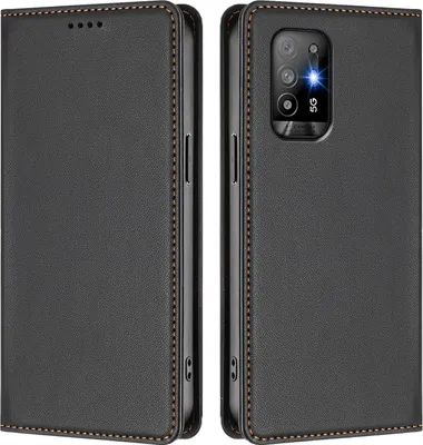 Image de Etui en cuir pour Oppo A94 5G, étui magnétique en cuirPolyuréthaneavec support Noir