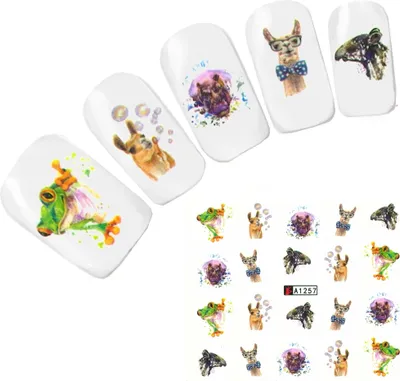 Produktbild von Tattoo Nail Art Aufkleber Lama mit Brille Frosch Nagel Sticker
