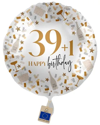 Productafbeelding van Folienballon 39+1 Happy Birthday voor 40e Verjaardag