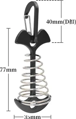 Productafbeelding van INF Aluminium tentpennen met visgraatpatroon en gesp (verpakking van 4 stuks), zwart
