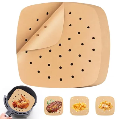 Backpapier für Heißluftfritteuse, 100 Blatt, 20,5x20,5 cm, Antihaft