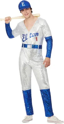 Image de Elton John - Ensemble de costume "Deluxe" pour hommes SM2190 (S) (Bleu/argent)