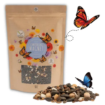 Produktbild von Schmetterlingswiese Samen für eine bunte Blumenwiese - Farbenfrohe & nektarreiche Wildblumensamen für Schmetterlinge 500g (Für min. 250m²)