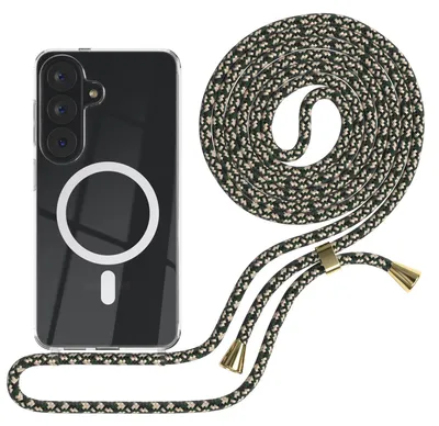 Produktbild von EAZY CASE - Handykette kompatibel mit Samsung Galaxy S26, Kette zum Umhängen, Handyhülle stoßfest, Silikonhülle mit Band, Transparente Hülle, Band in Grün