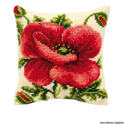Produktbild von Vervaco Kreuzstichkissen "Mohn", Stickbild vorgezeichnet