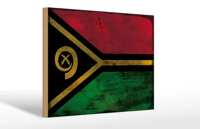 Produktbild von Holzschild Flagge Vanuatu 30x20cm Flag of Vanuatu Rost