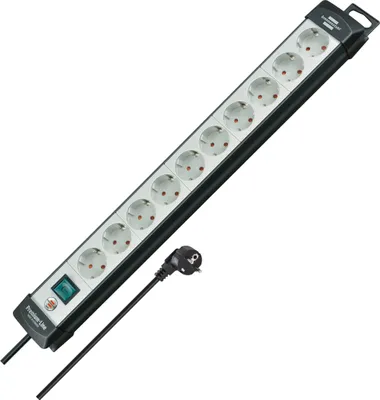 Productafbeelding van Brennenstuhl Premium-serie stekkerdoos, 10 voudig, zwart/lichtgrijs, 3 meter, kabel H05VV-F 3G1,5, artikelnummer 1951500100