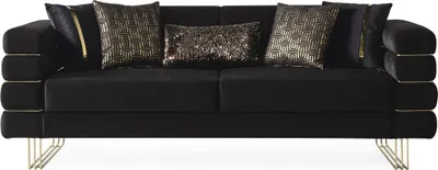Produktbild von Modern Sofa 3 Sitzer  Schwarz Hochwertig Polster Sofas Design