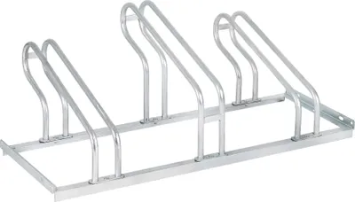 Produktbild von STIER Fahrradständer, für 3 Räder, feuerverzinkte Stahlkonstruktion, Bügelparker, auch für Mountainbikes, zur Reihenverbindung und Bodenbefestigung
