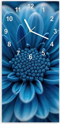 Produktbild von Wanduhr aus Glas mit Motiv Blaue Blume- 30 x 60 cm - inkl. Aufhängesystem