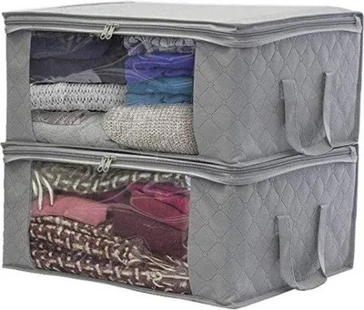 Produktbild von Famanu Kleiderhülle Organizer Aufbewahrungstasche - 2er Set, grau