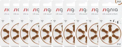 Produktbild von Signia 10x Signia 312 Hörgerätebatterien 6er Blister PR41 Braun 24607 24607313436