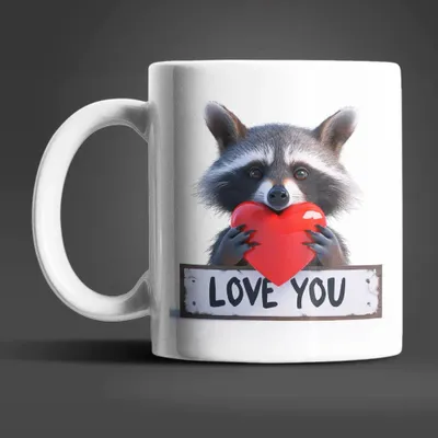 Produktbild von Waschbär I Love You Valentinstag Kaffeetasse Teetasse Tasse Geschenkidee – 4997156-Waschbar-04