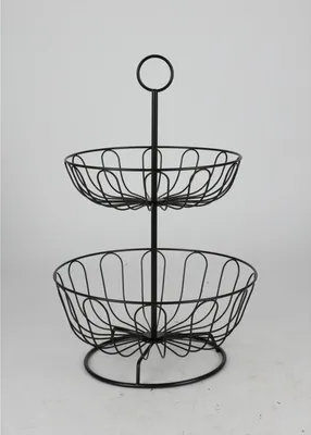 Produktbild von Obst Etagere 2-stöckig aus Metall ca. 28x43 cm – elegante schwarze Servieretagere für Obst Gebäck oder Snacks, dekorativ stabil und pflegeleicht