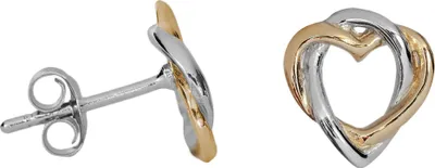 Produktbild von Silber Ohrstecker verschlungene Herzen Farbe - Gelbgold