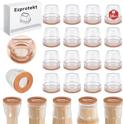 Produktbild von Famanu Stoelpootschoner Transparent - 16 Stück mit Filz Pads
