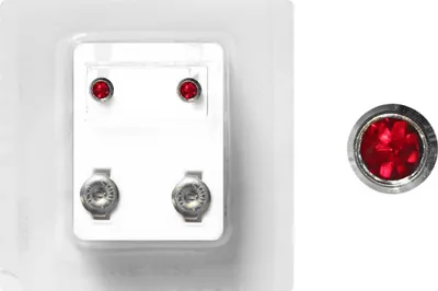 Produktbild von Erstohrstecker Chirurgenstahl Sterile Ohrstecker Zarge mit Stein in rot 4mm