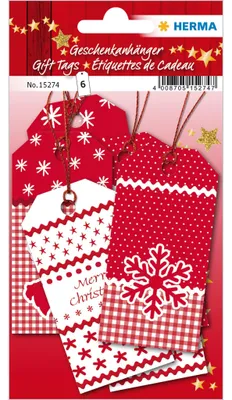 Produktbild von HERMA Geschenkanhänger rot/weiß White Christmas 6 St.