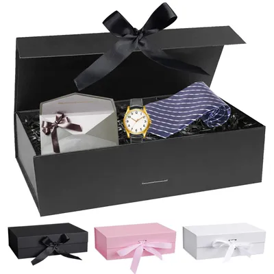 Produktbild von Schwarze Geschenkbox mit Deckel, 21 x 17 x 7 cm